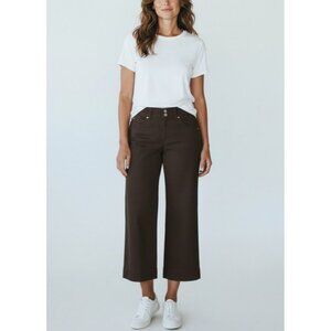 Bandolino Blu Womens Cropped Black Pants Size 6 Cotton Blend With Button & Zippe